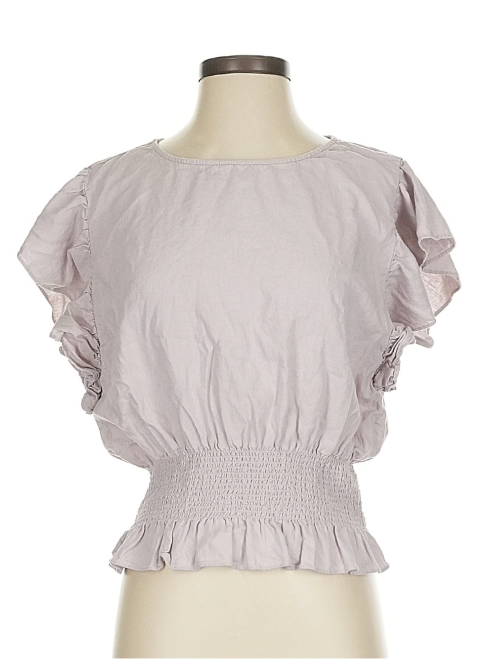 Madewell Lilac Linen Viscose Ruffle Smocked Waist Top SzS